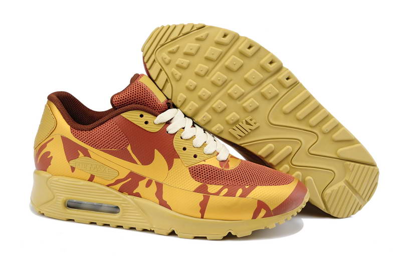 Nike Air Max 90 Chaussures Hommes Bandes Preenregistrees Jaune Rouge